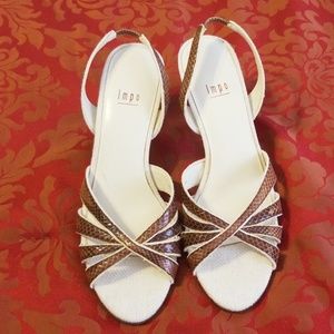 Impo sandels genuine snakeskin brown size 8B.